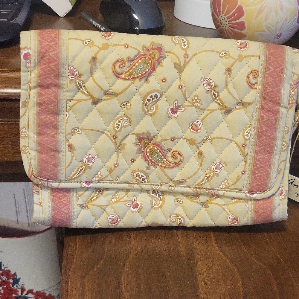 Sharif Quilted Paisley Cosmetic Bag - Yellow and Pink